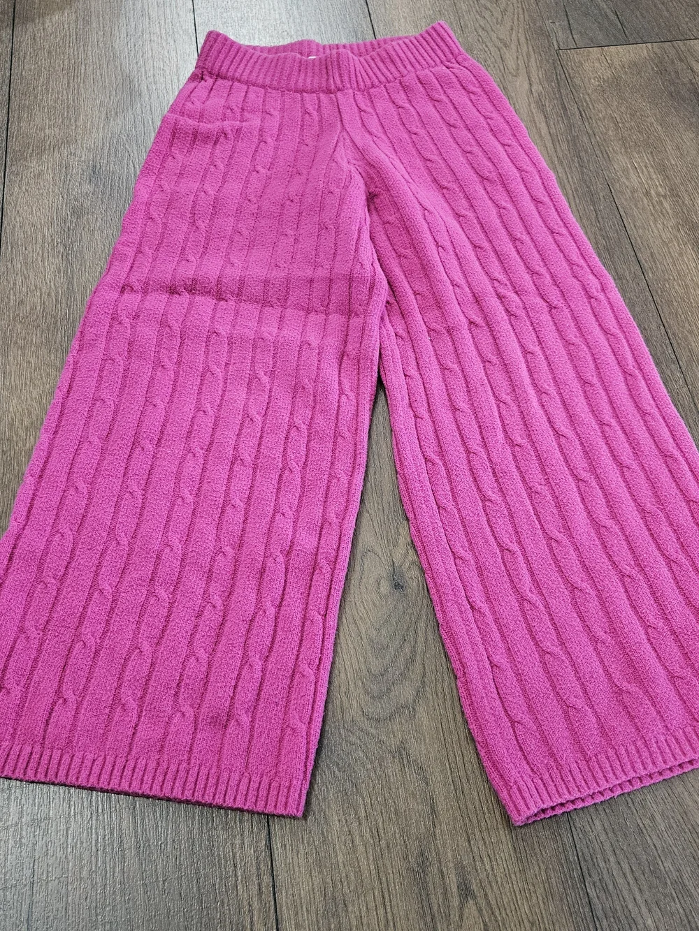 GAP Pink Cable Knit Wide-Leg Kids Pants